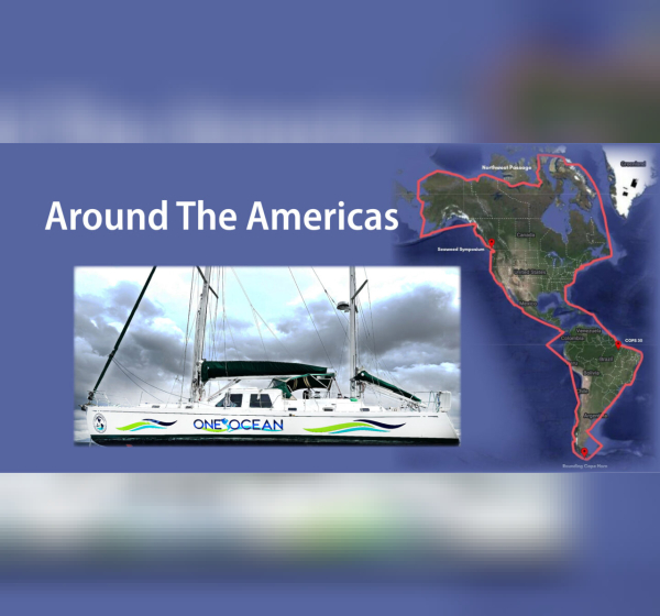 Around the Americas boat and map