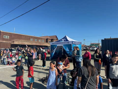 The Around the Americas education tent set up at the Nome 4th of July parade!